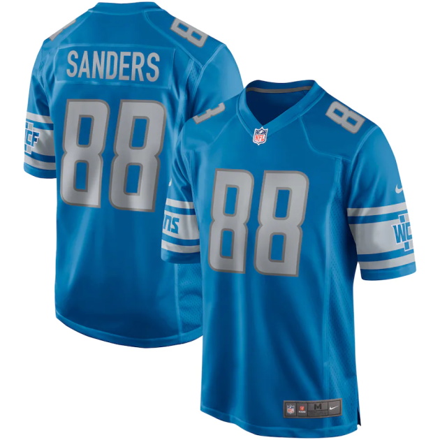 mens nike charlie sanders blue detroit lions game retired player jersey